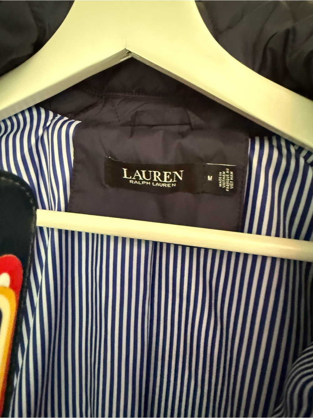 NWOT Lauren Ralph Lauren Navy Quilted Puffer Jacket with Crest - Picture 2 of 5